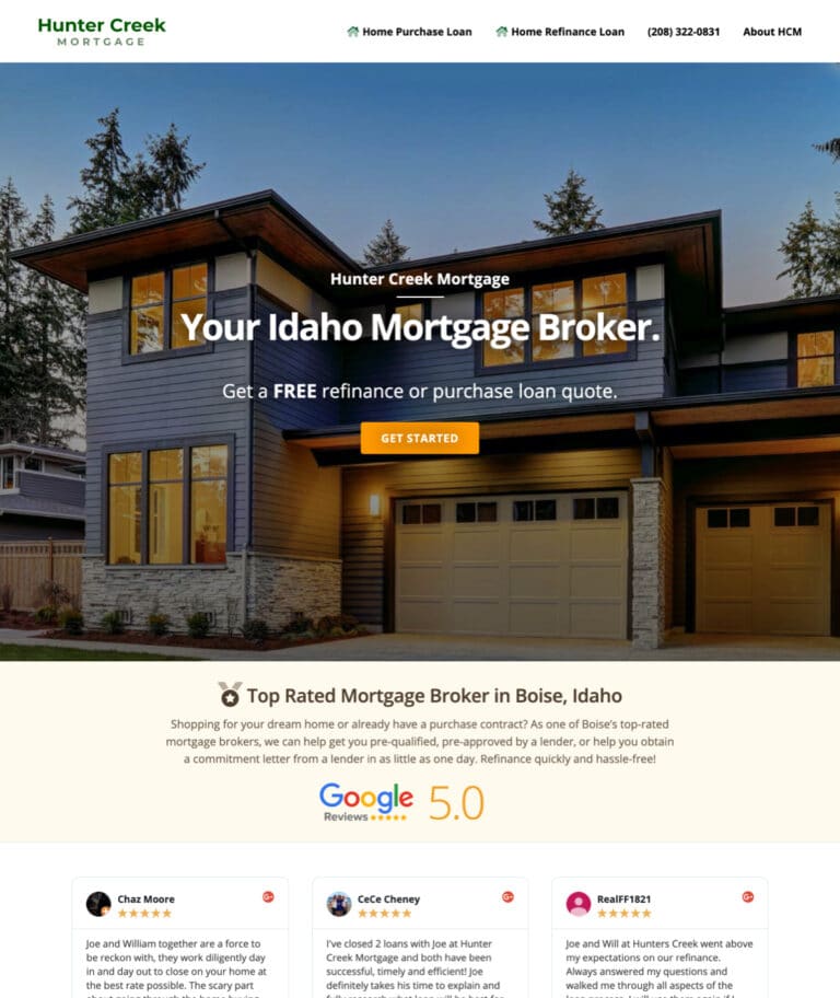 Hunter Creek Mortgage - Boise web design