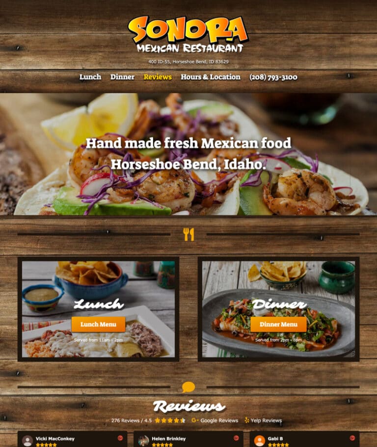 Sonora Mexican Restaurant - Boise web design