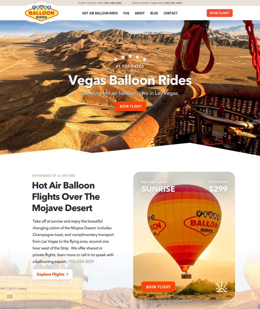 Vegas Balloon Rides website